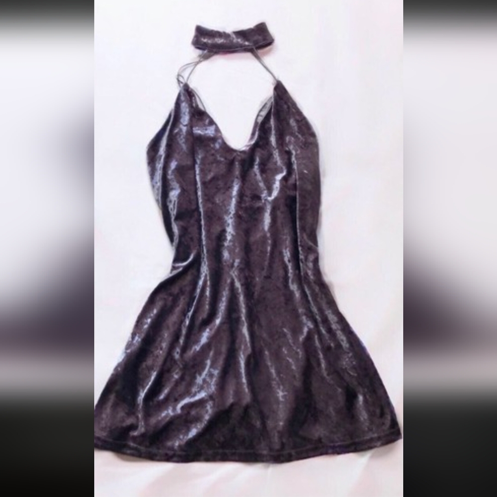 Tobi Shimmering Black Mini Dress